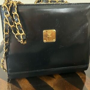 MCM Black Shoulder Bag with Gold Chain